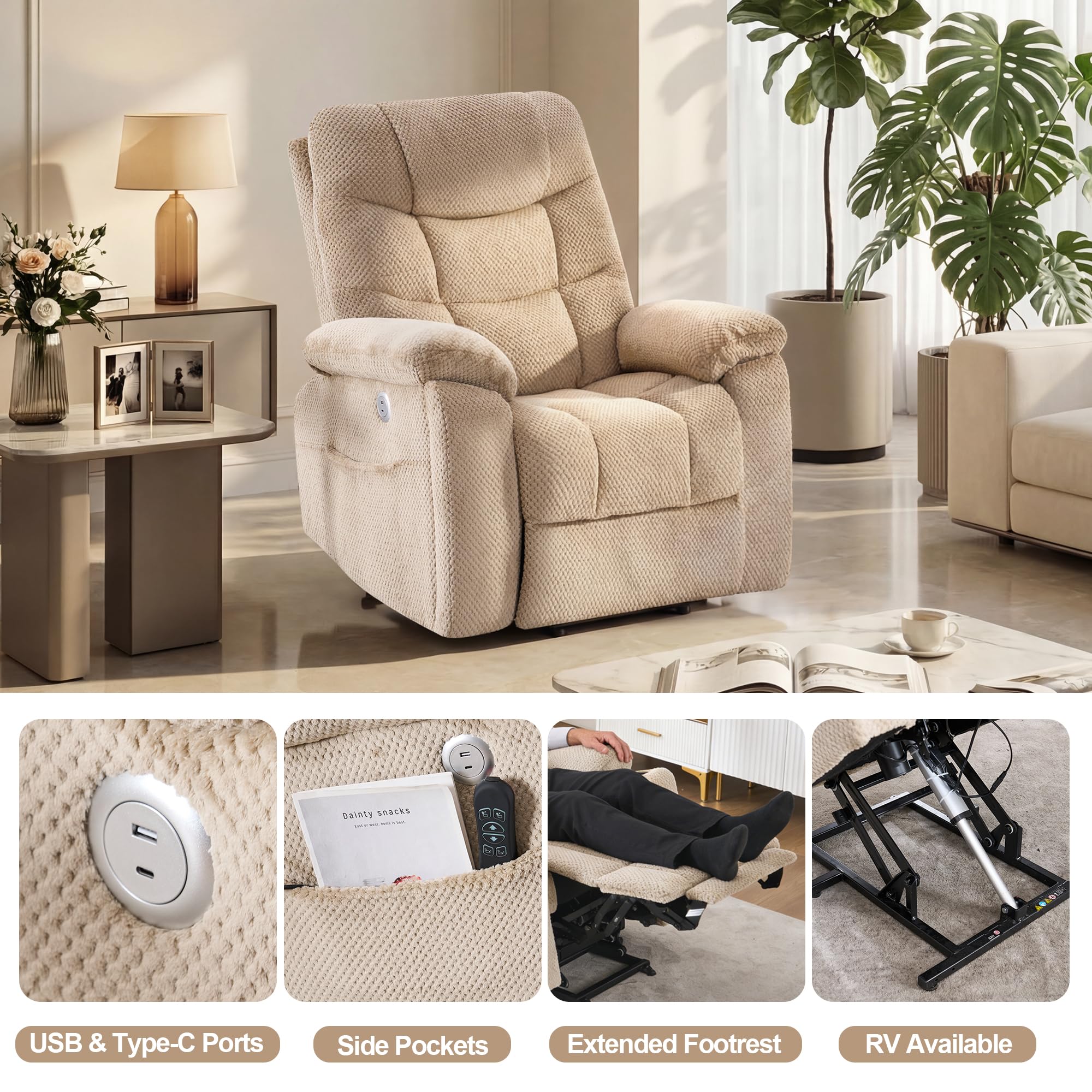 Oversized Dual Motor Power Lift Recliner