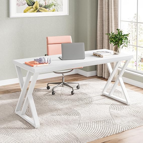 55 Inch Writing Computer Desk with Z-Shaped Metal Leg