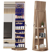 360° Rotating Full Length Mirror Jewelry Cabinet with LED Lighting