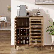 Mid Century Bar Cabinet with Wine Racks and Slatted Doors