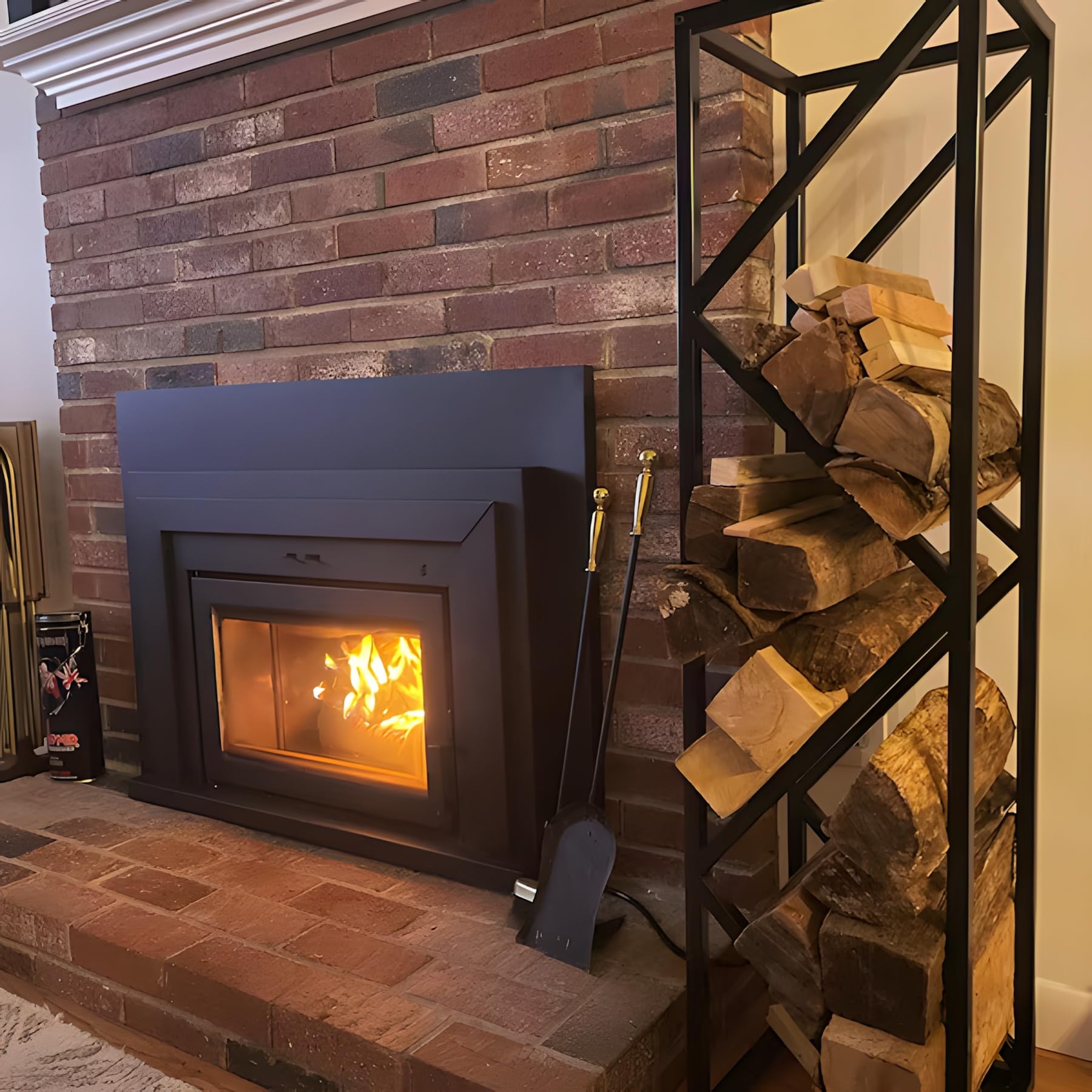 Indoor Firewood Rack with Adjustable Feet