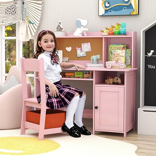 Kids Desk and Chair Set with Storage