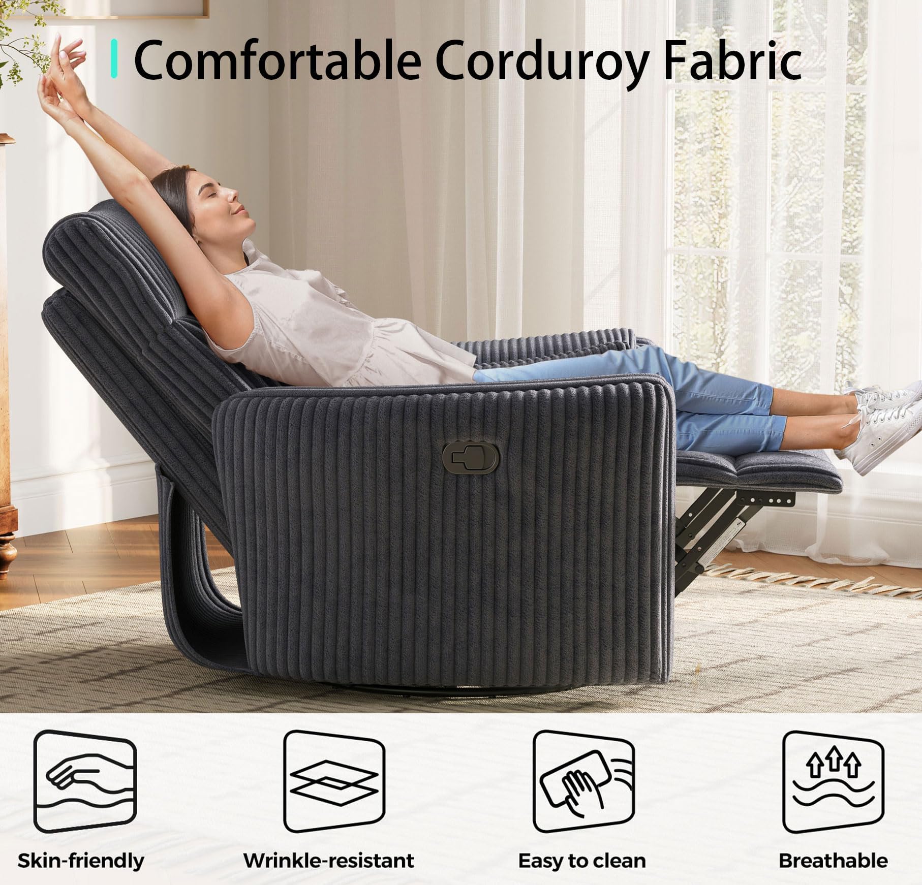 360° Swivel Nursery Recliner with Pillows