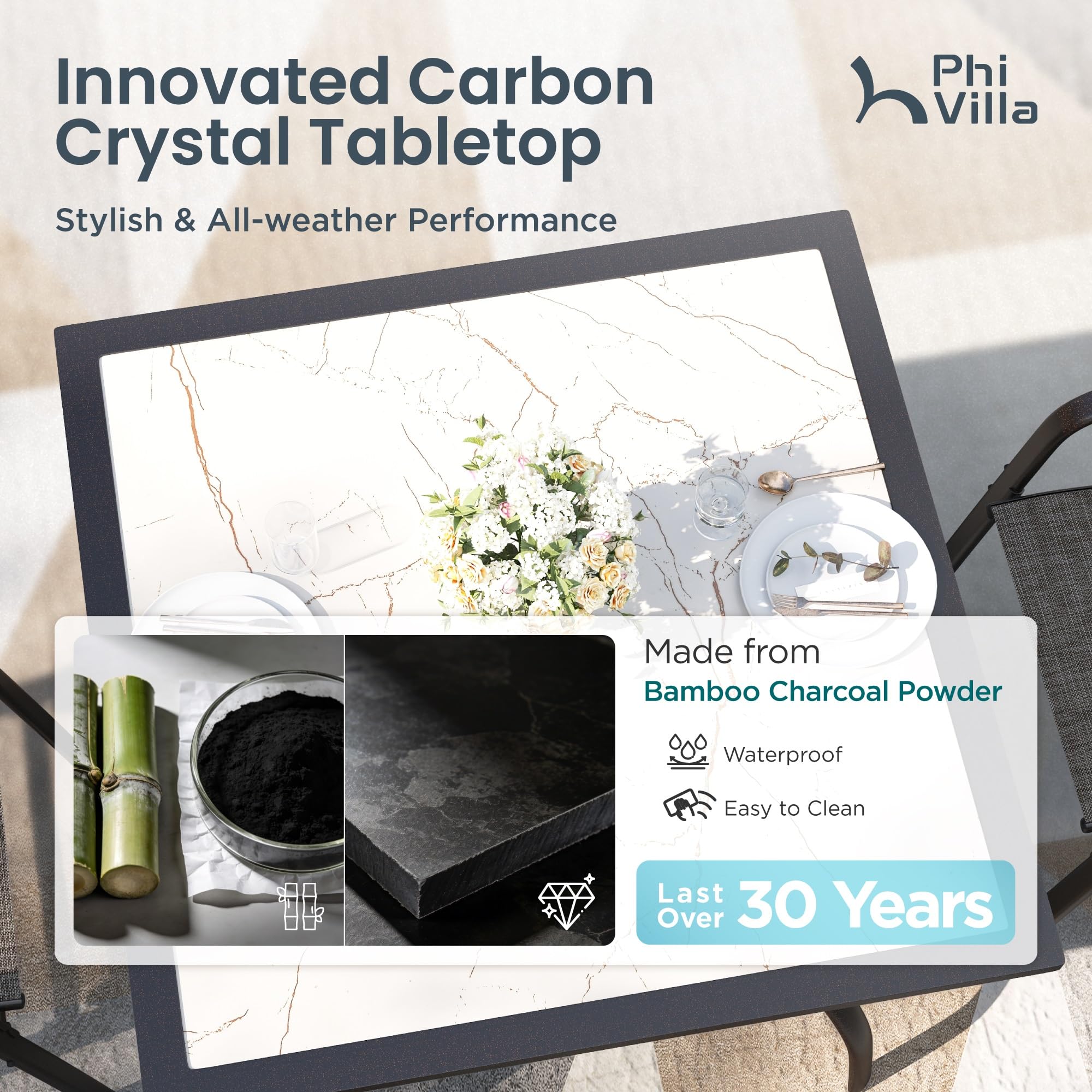 5 Piece Outdoor Dining Set with Stackable Chairs