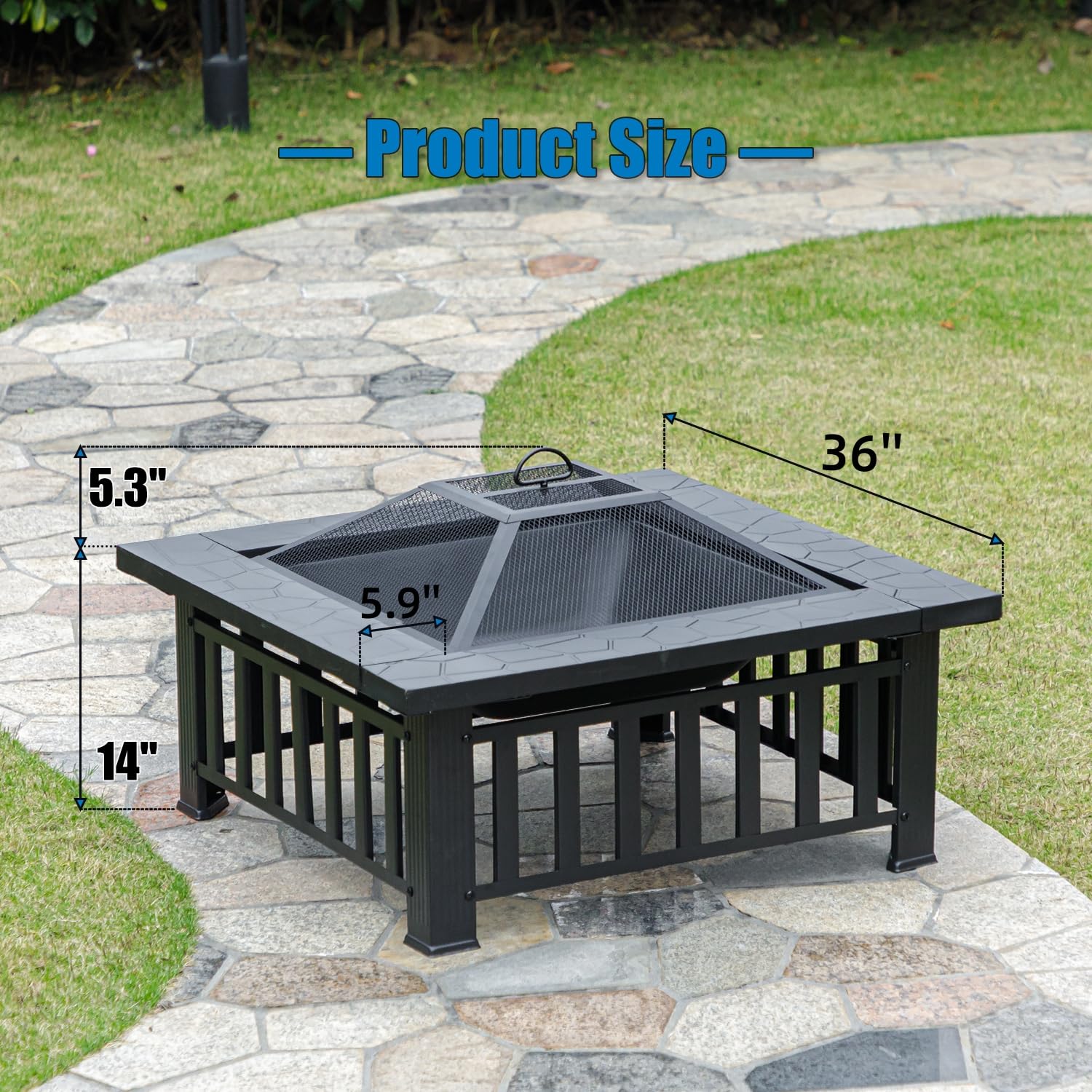 36 Inch Square Fire Pit Table