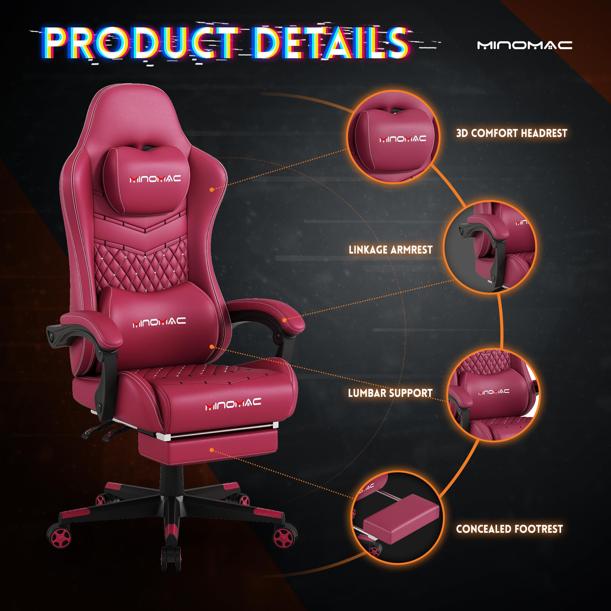 Ergonomic Gaming Chair with Footrest