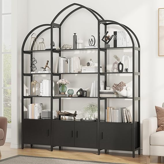 Arched Bookshelf with Storage