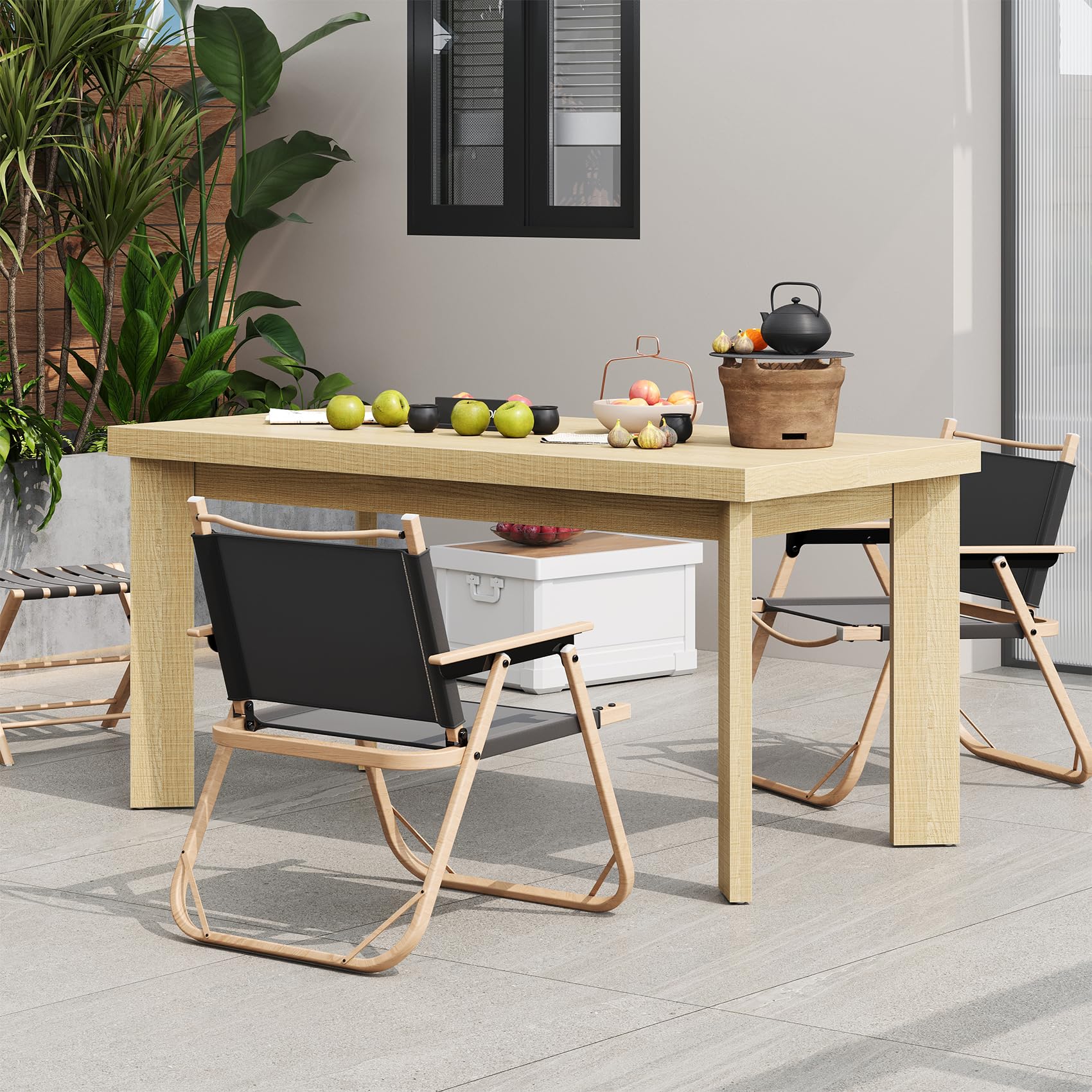 63 Inch Dining Table for 6 with Wood Legs