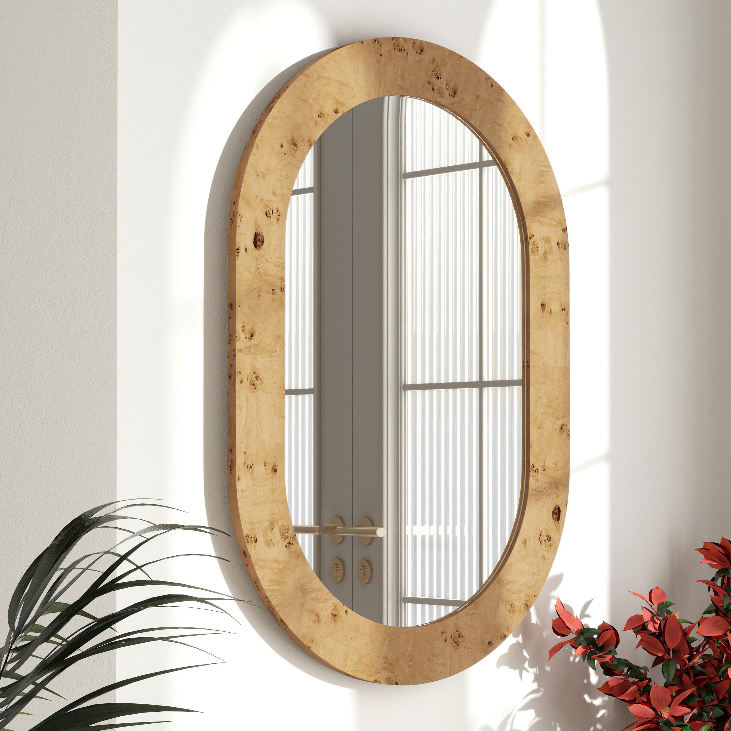 Oval Burlwood Wall Mirror