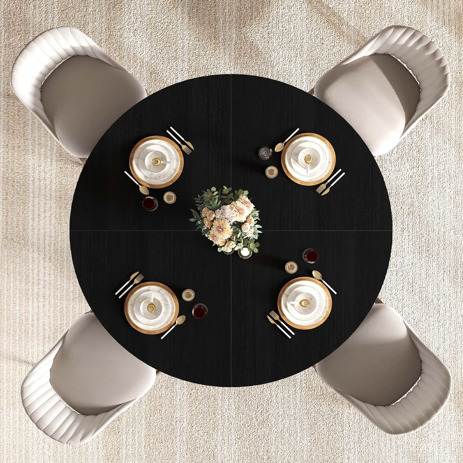 47 Inch Round Dining Table for 4-6