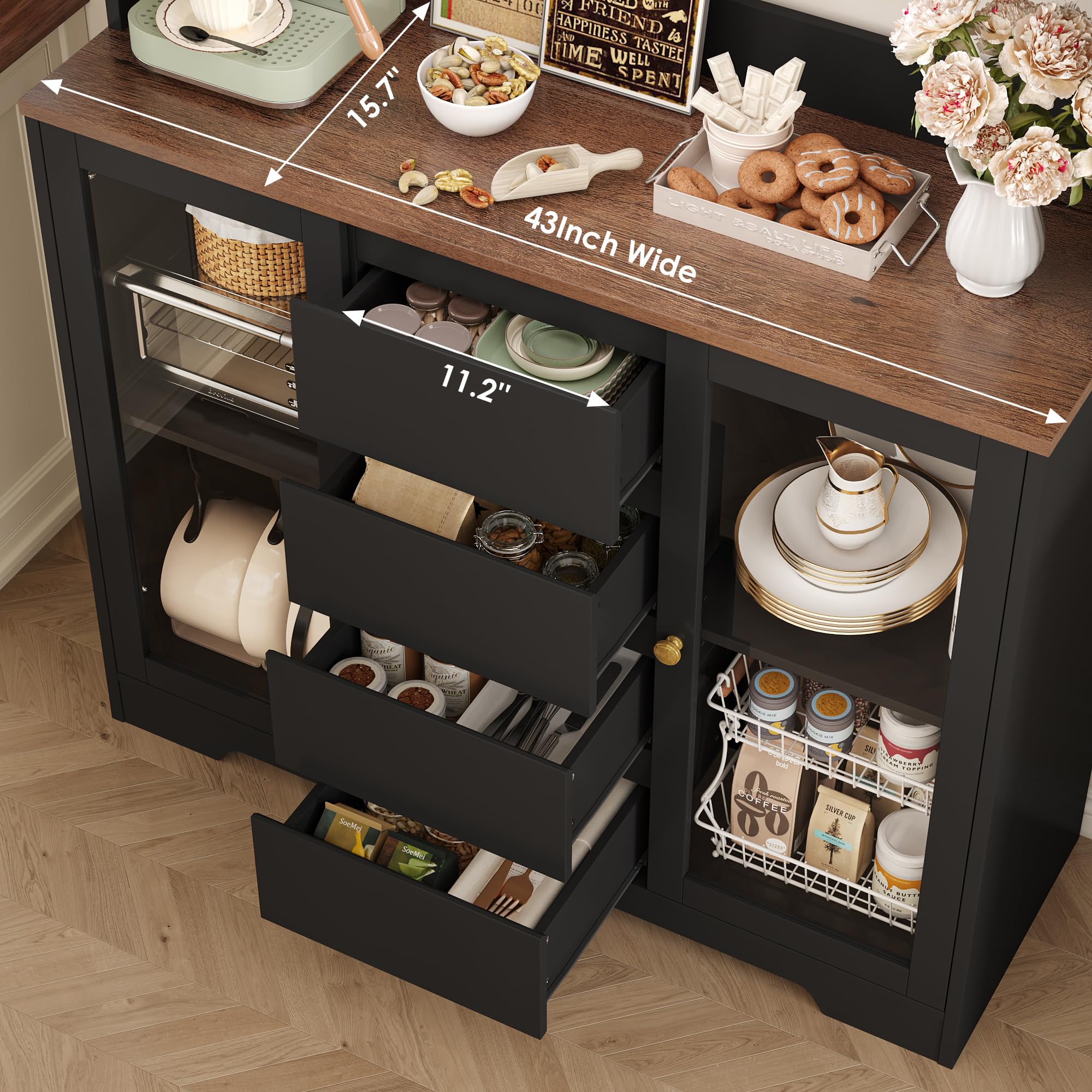 Kitchen Pantry Cabinet with Coffee Bar