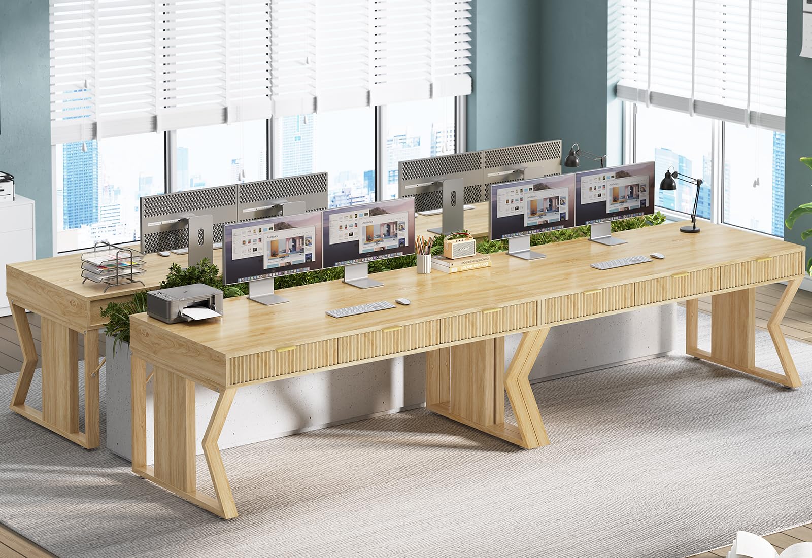 55" Executive Office Desk with 3 Drawers and Storage