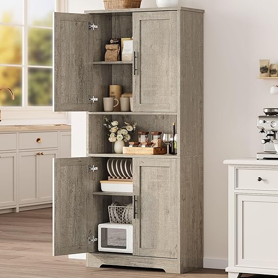 Tall Kitchen Pantry Cabinet with Adjustable Shelves