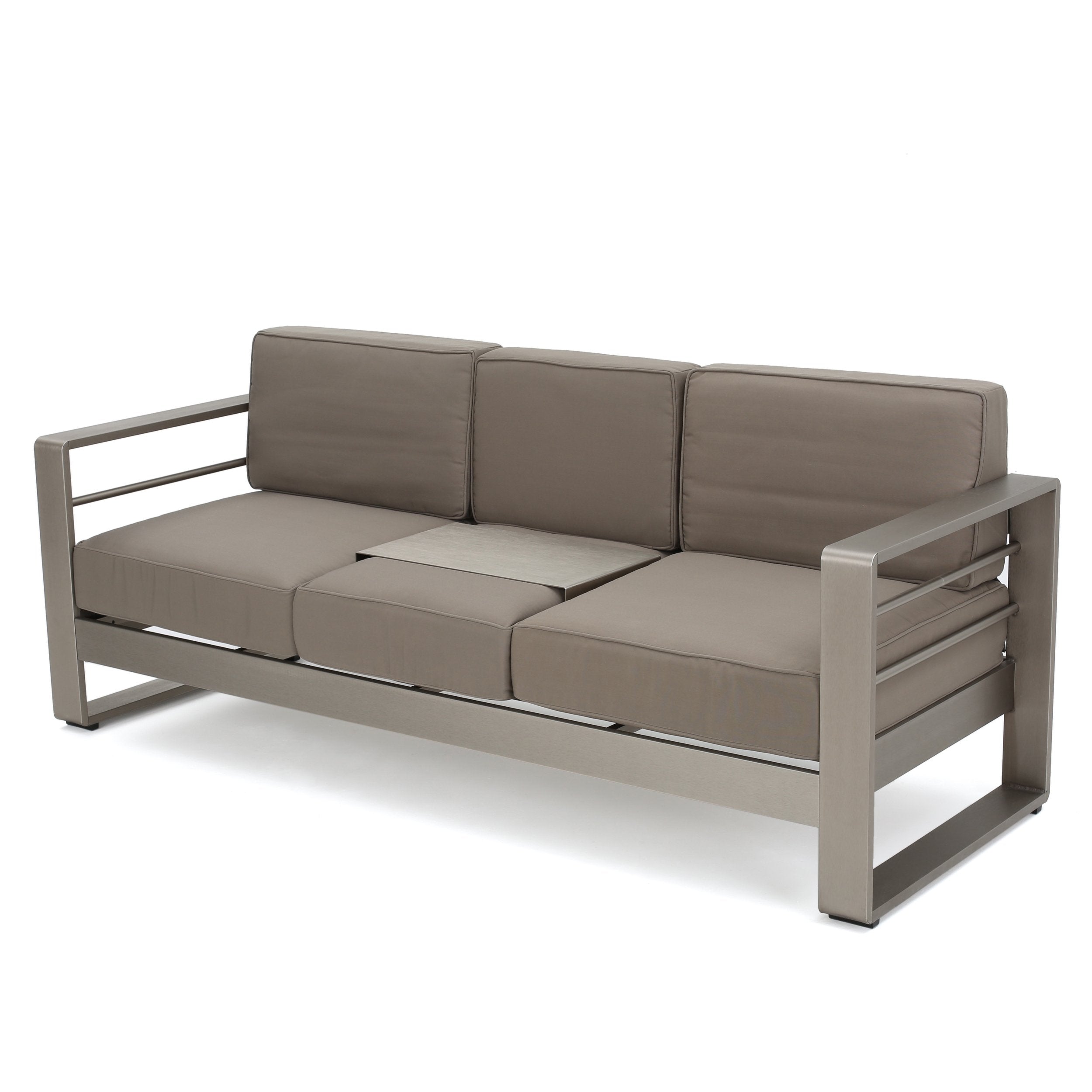 Outdoor Loveseat Sofa with Tray - Khaki