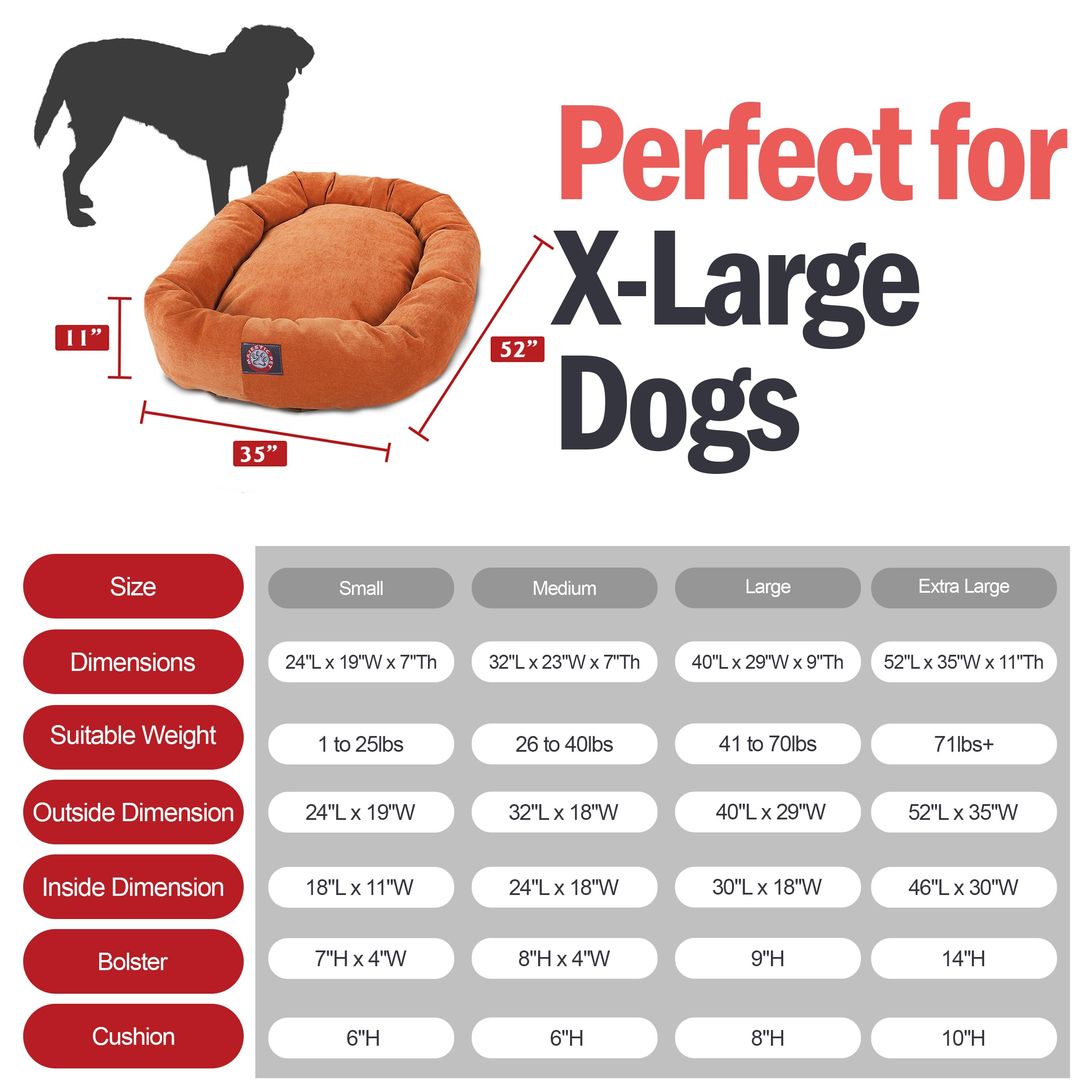 Micro Velvet Calming Dog Bed X-Large Orange