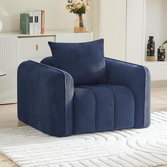 Modern Corduroy Living Room Set - Loveseat with 2 Single Chairs