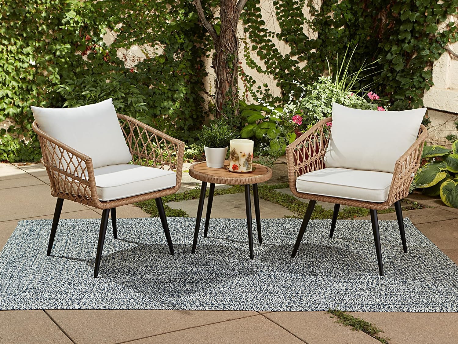 Hermosa 3-Piece Outdoor Chat Set with Tan Wicker