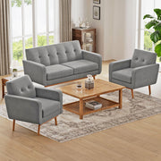 Button Tufted Living Room Set - 3 Piece Upholstered Sofa Collection