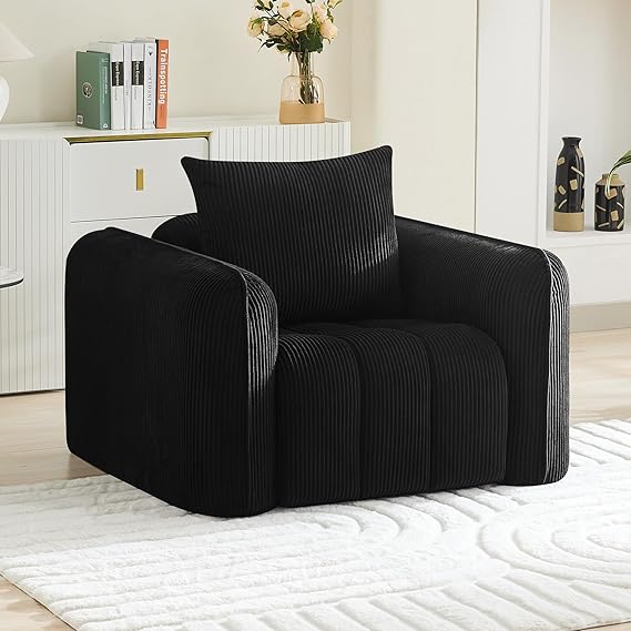 Modern Corduroy Living Room Set - Loveseat with 2 Single Chairs