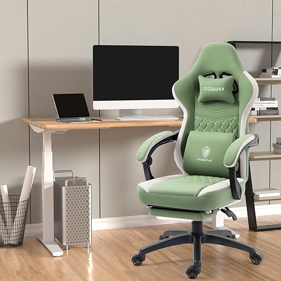 Breathable Fabric Gaming Chair with Gel Pad and Footrest