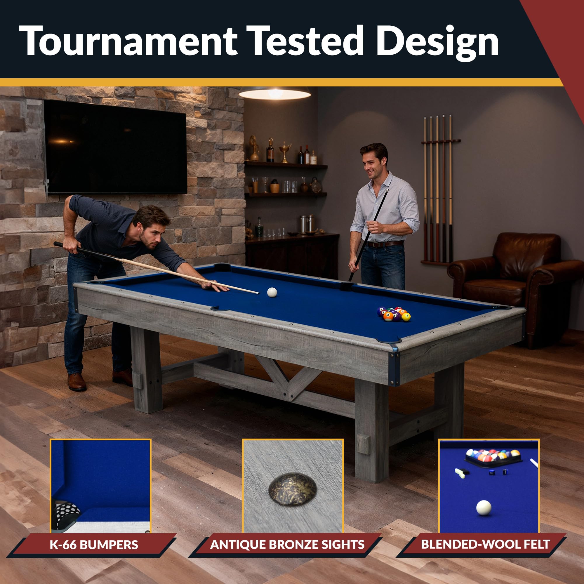 7-Foot 3-in-1 Pool Table with Benches