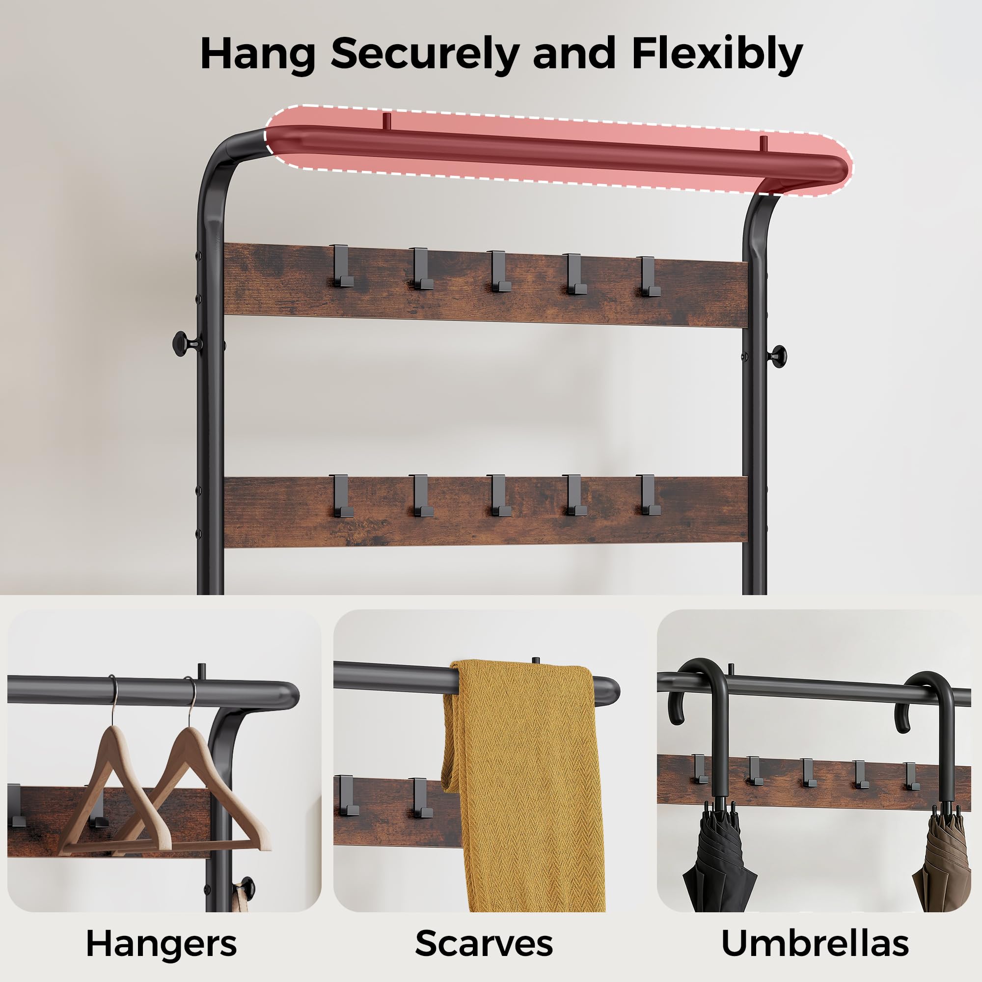 Hall Tree with Shoe Bench and Coat Rack