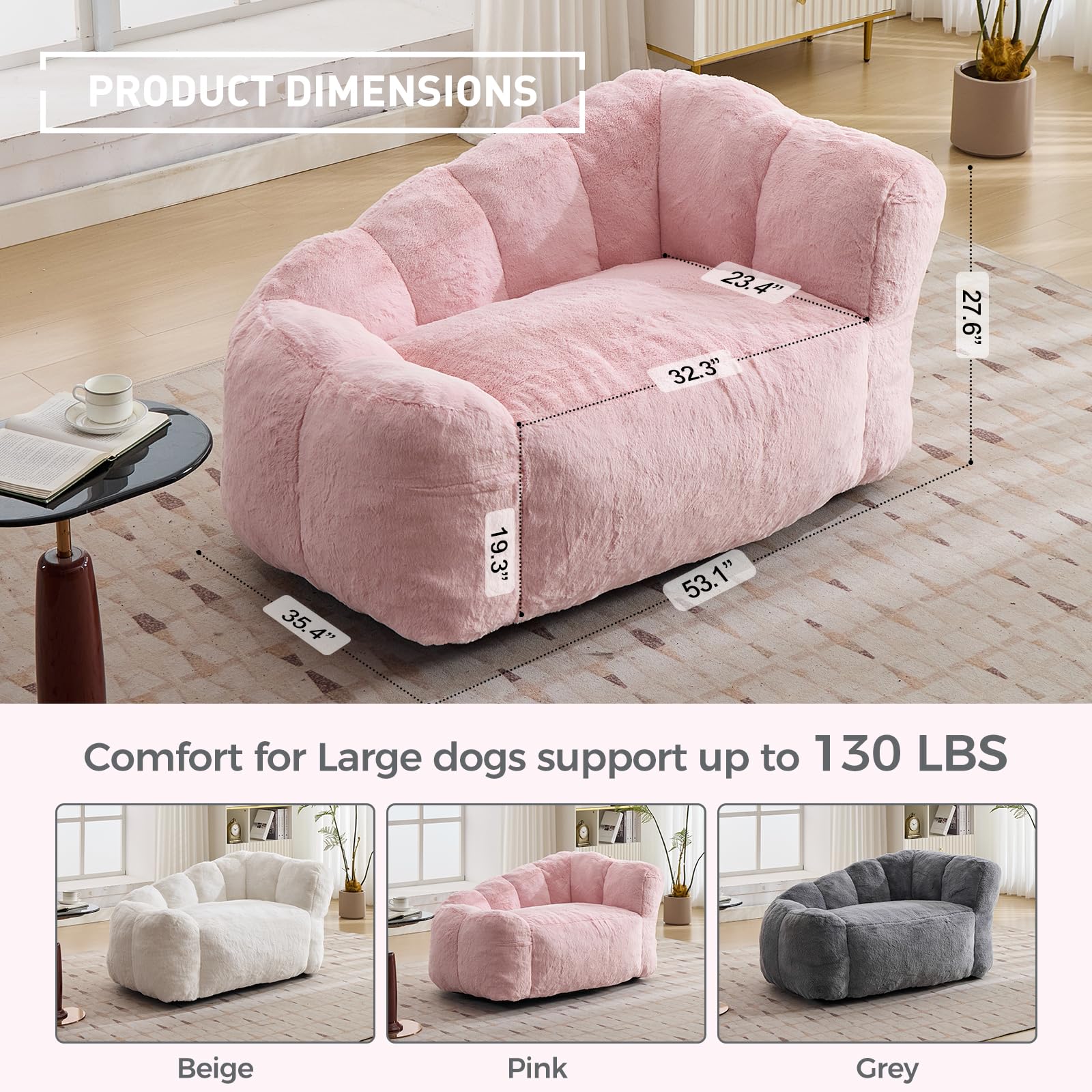Dog Sofa Couch Pink Memory Foam