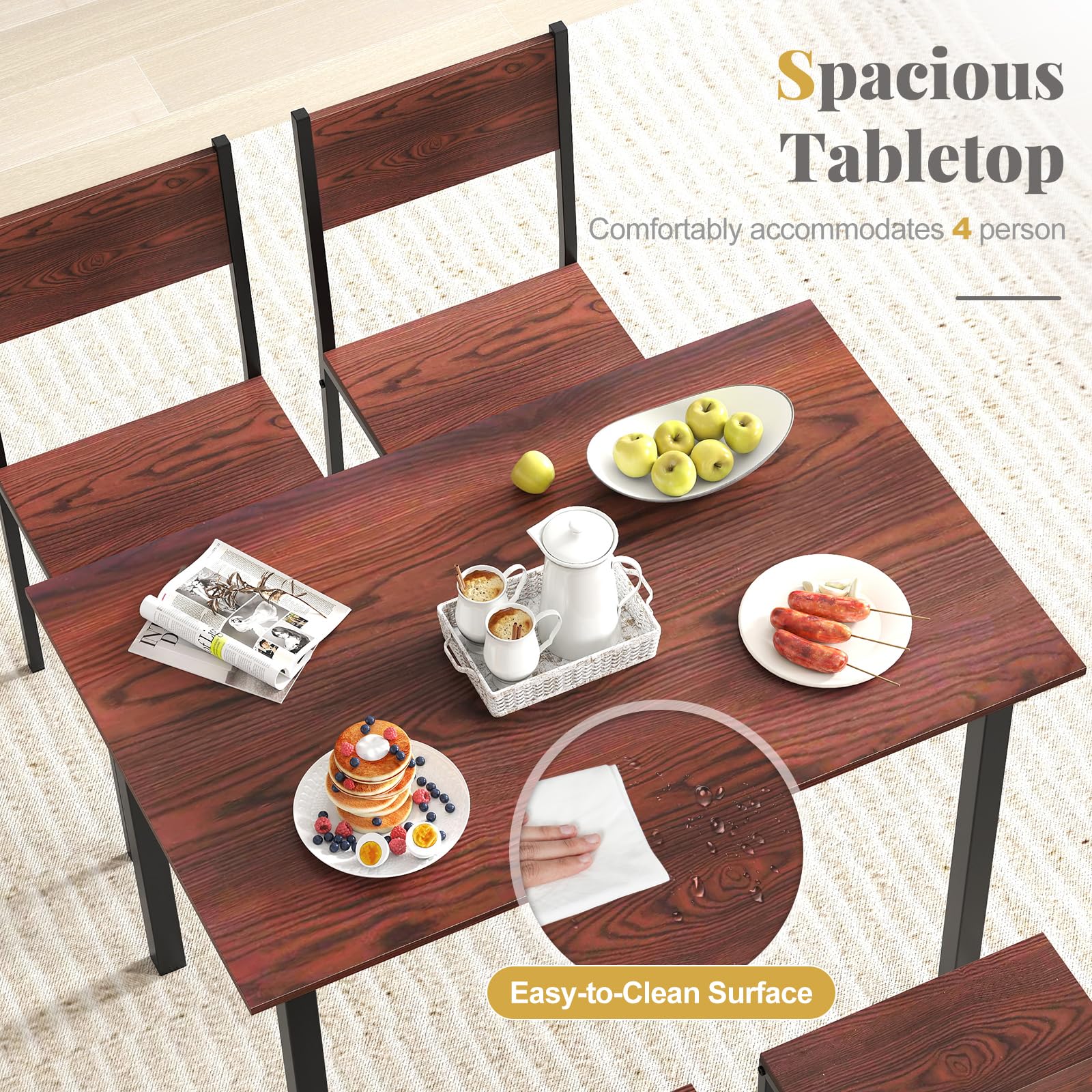 5-Piece Dining Table Set with Chairs