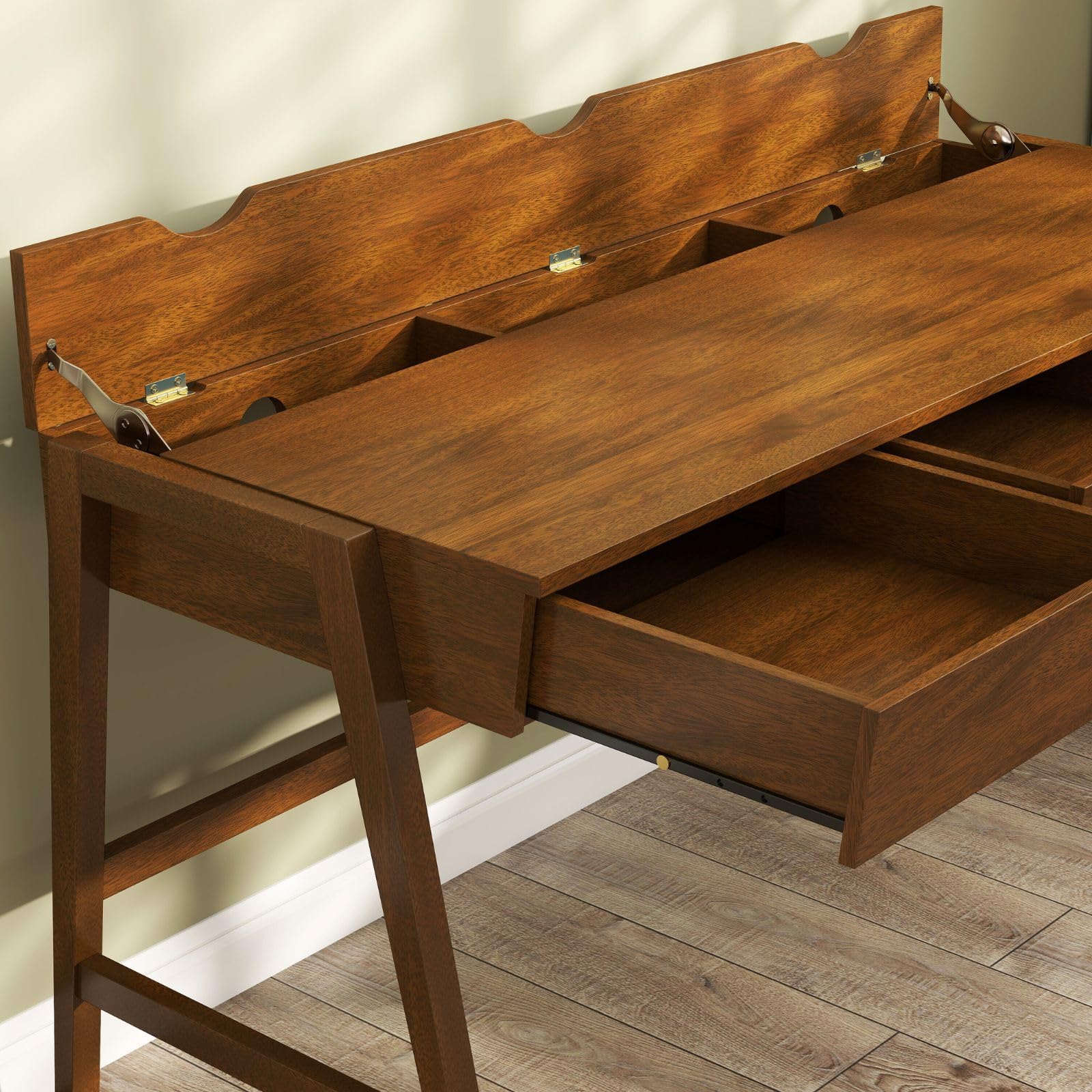 Solid Wood Writing Desk with Drawers