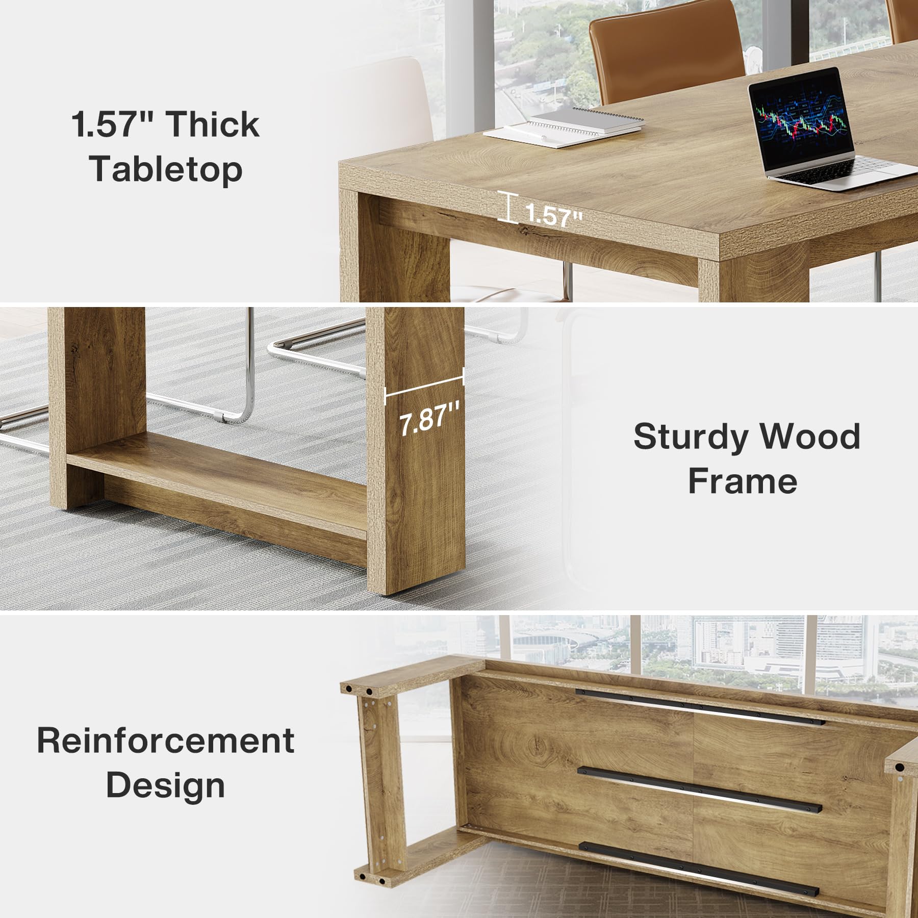 7 ft Conference Table for 6-8 People - Modern Rectangle Meeting Desk
