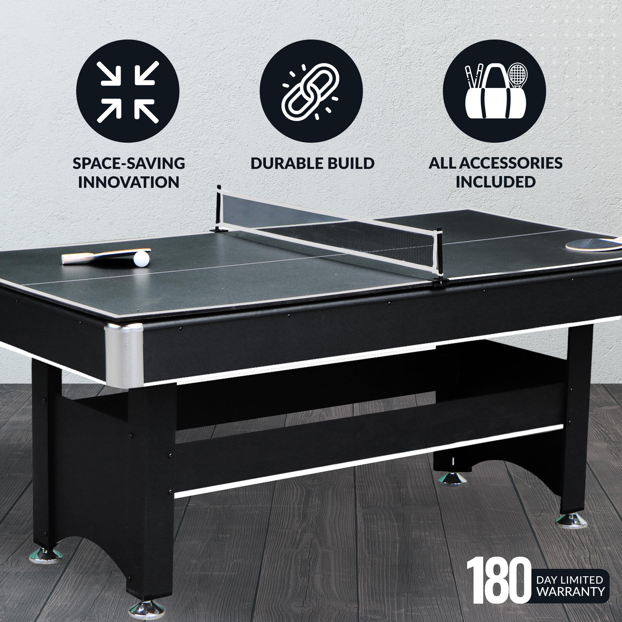 2-in-1 6ft Pool Table with Ping Pong Top