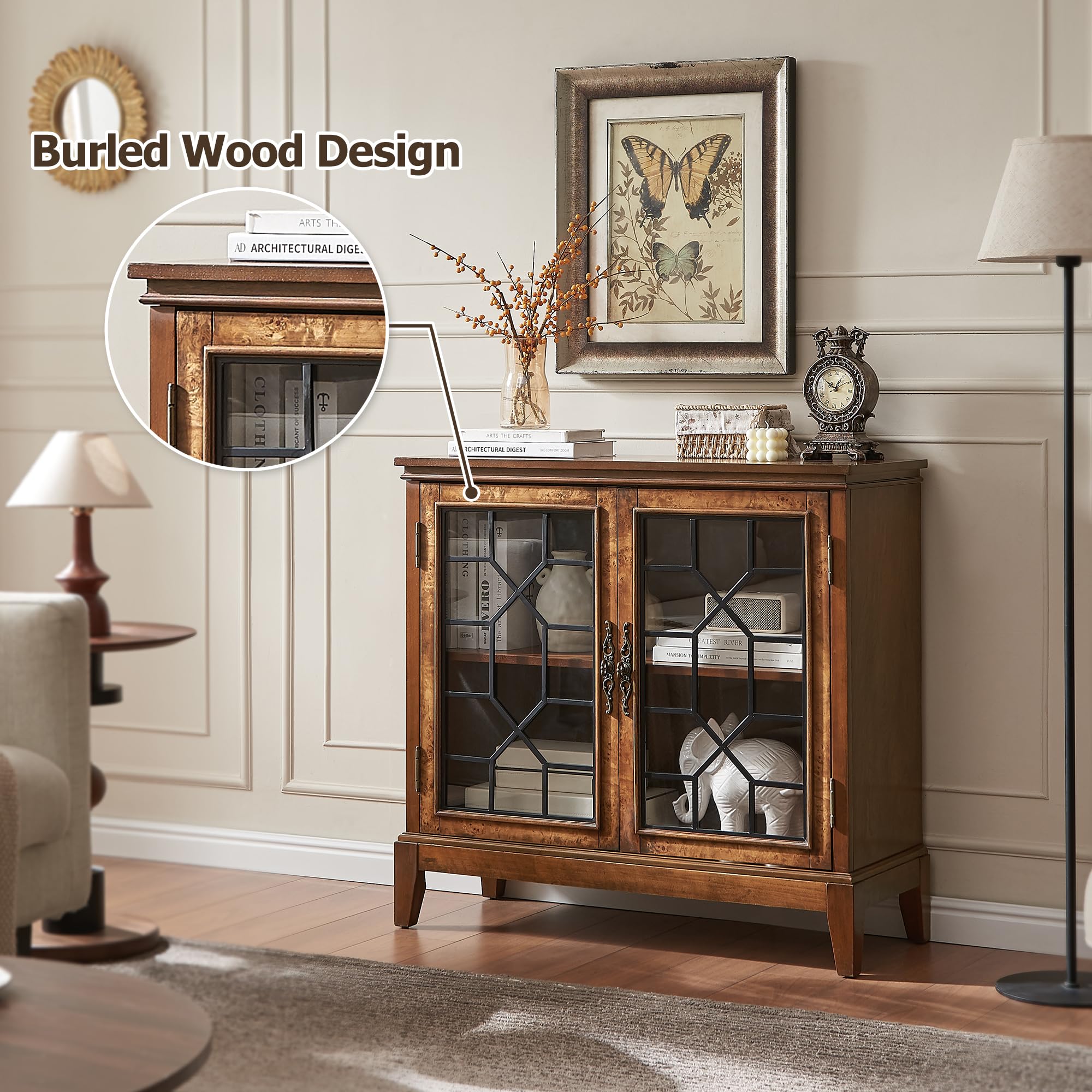 36" Vintage Storage Cabinet with Solid Wood Legs