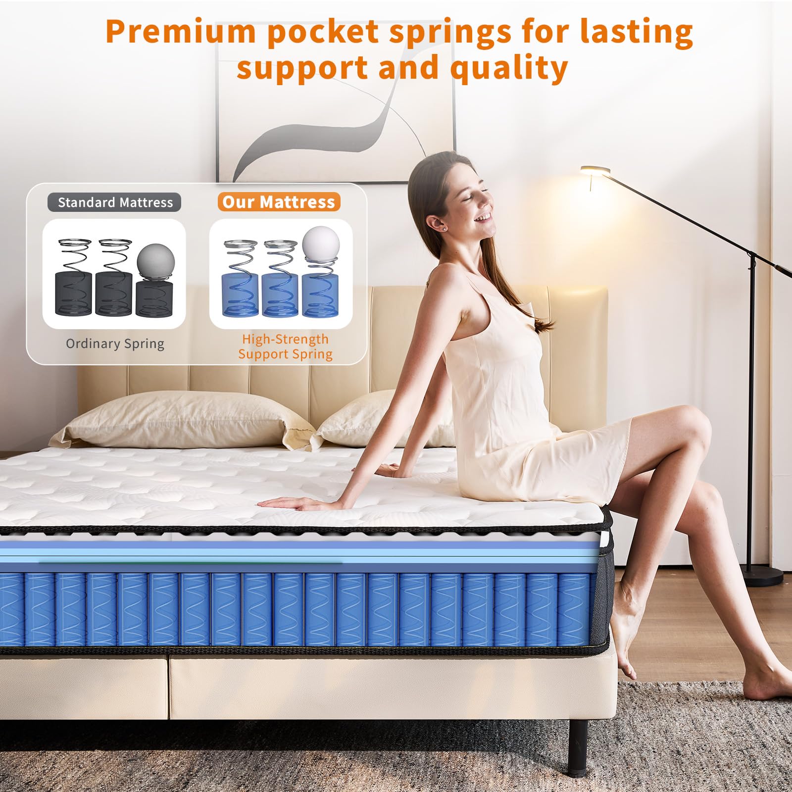 12 Inch Hybrid Memory Foam Mattress - Medium Firm Queen