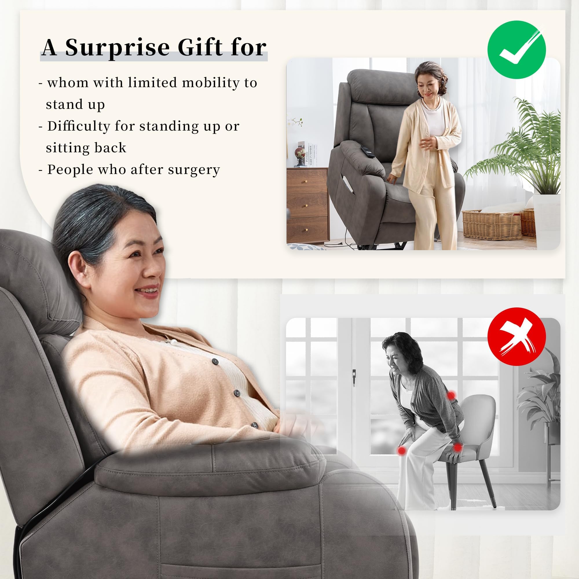 Power Lift Recliner Chair with Massage and Heat