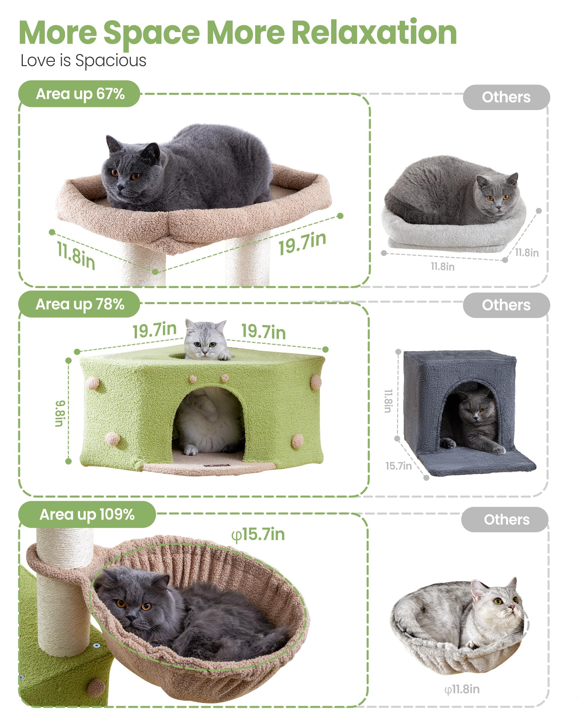 60 Inch Cat Tree Tower for Large Cats