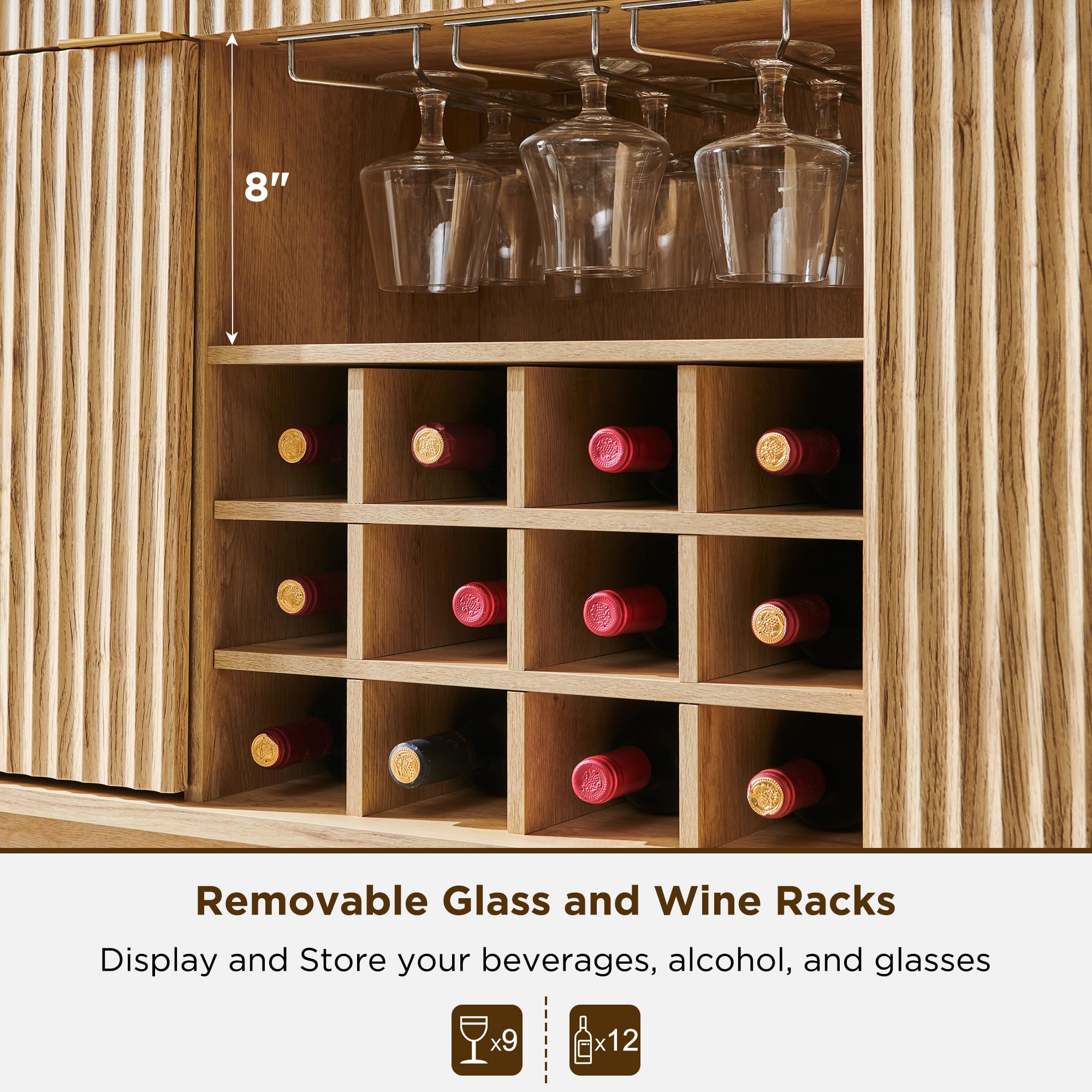 60" Fluted Buffet Cabinet with Storage