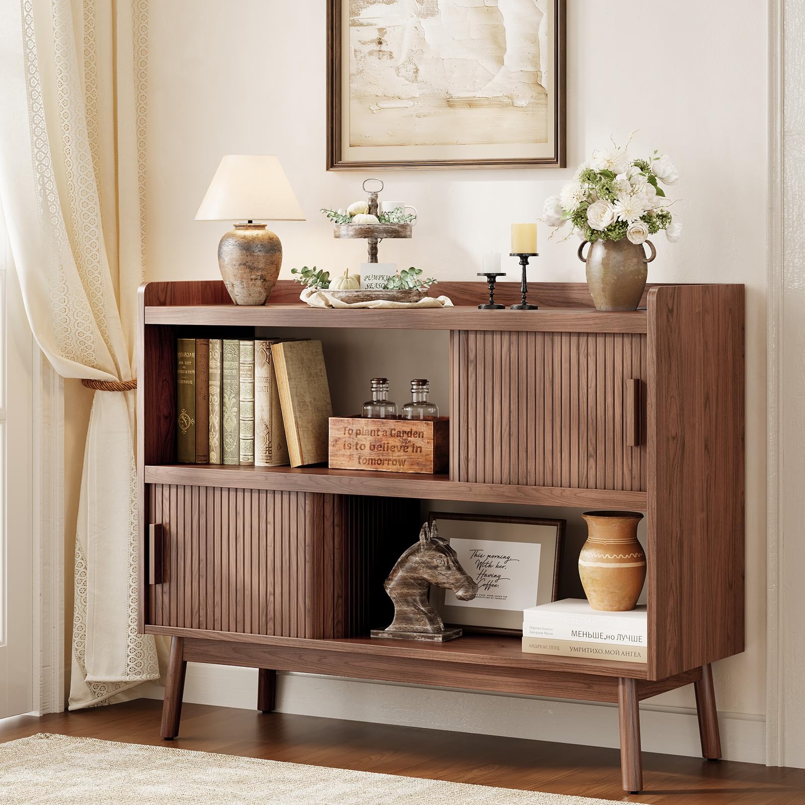 Sideboard Buffet Cabinet with Outlet and Adjustable Shelves