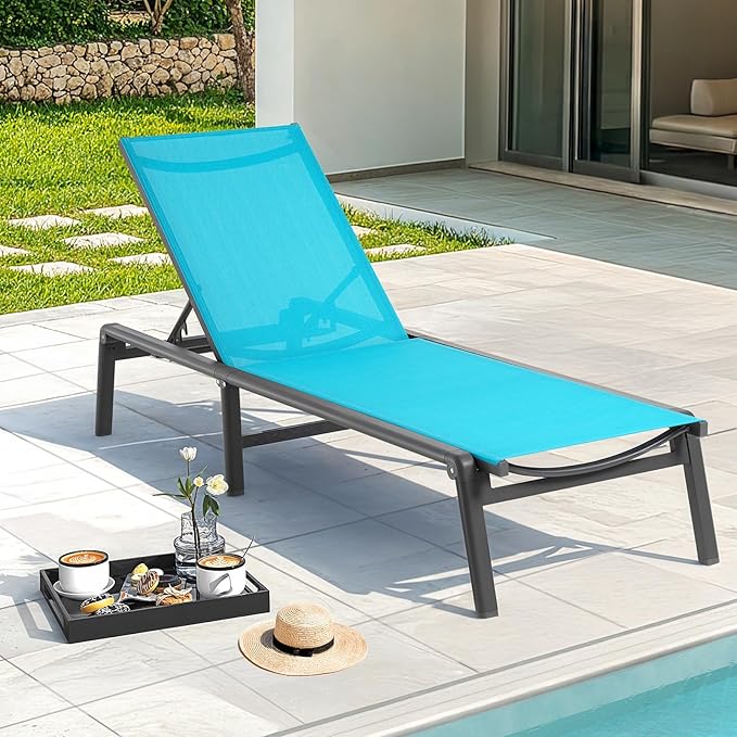 Aluminum Chaise Lounge Chair with 5-Position Adjustable Backrest