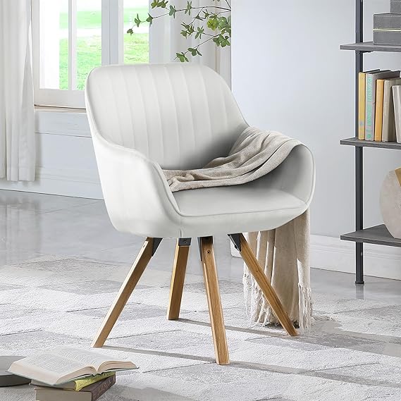 360° Swivel Desk Chair No Wheels Cream