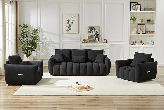 3-Piece Teddy Sofa Set - 2 Chairs & Oversized 3-Seater Couch