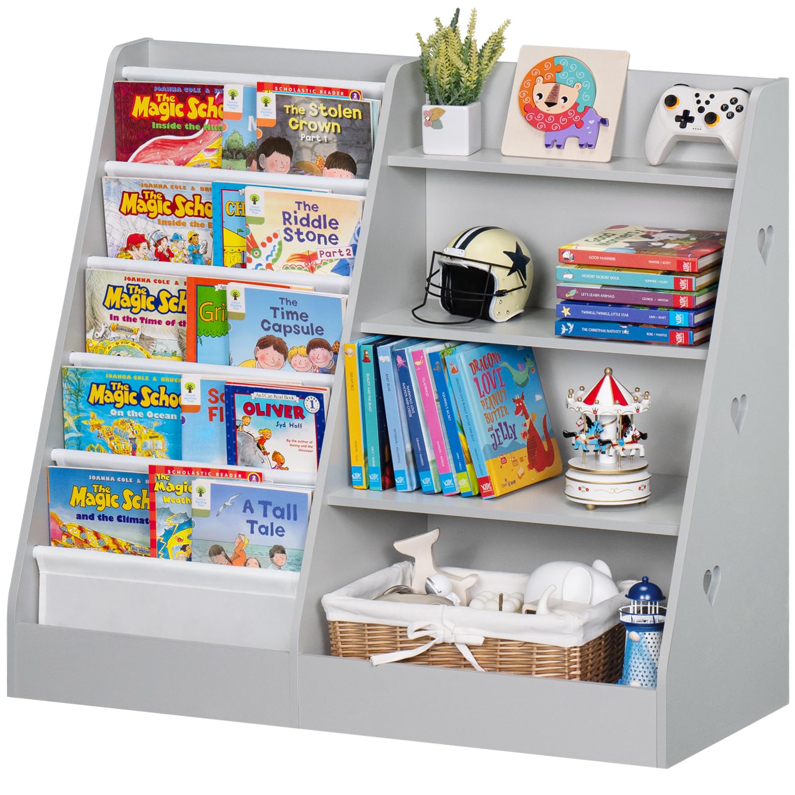 4 Tier Kids Bookshelf with Storage Organizer