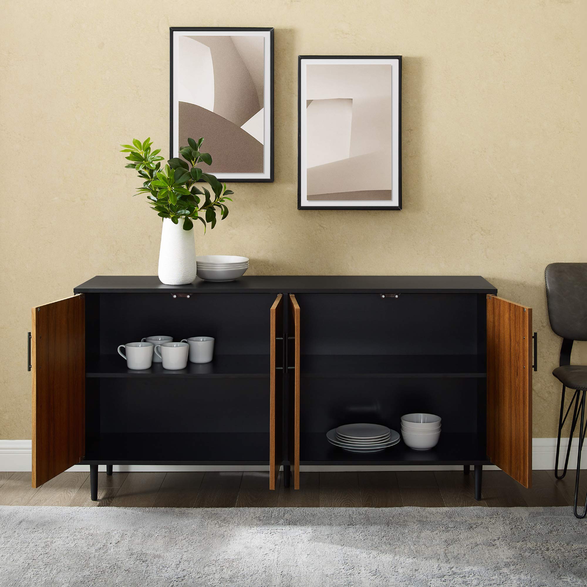 58-Inch Bookmatch Buffet Sideboard with Storage