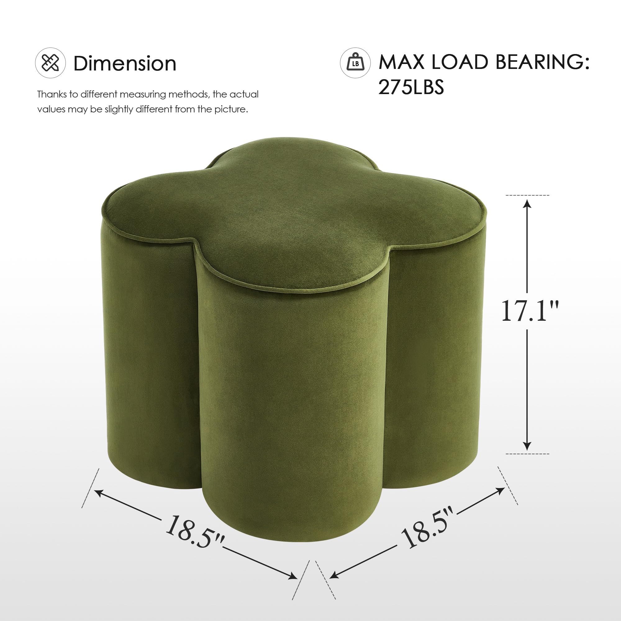 Velvet Flower Pouf Ottoman Set of 2