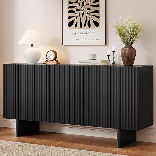 63" Fluted Sideboard Buffet Cabinet with Adjustable Shelves
