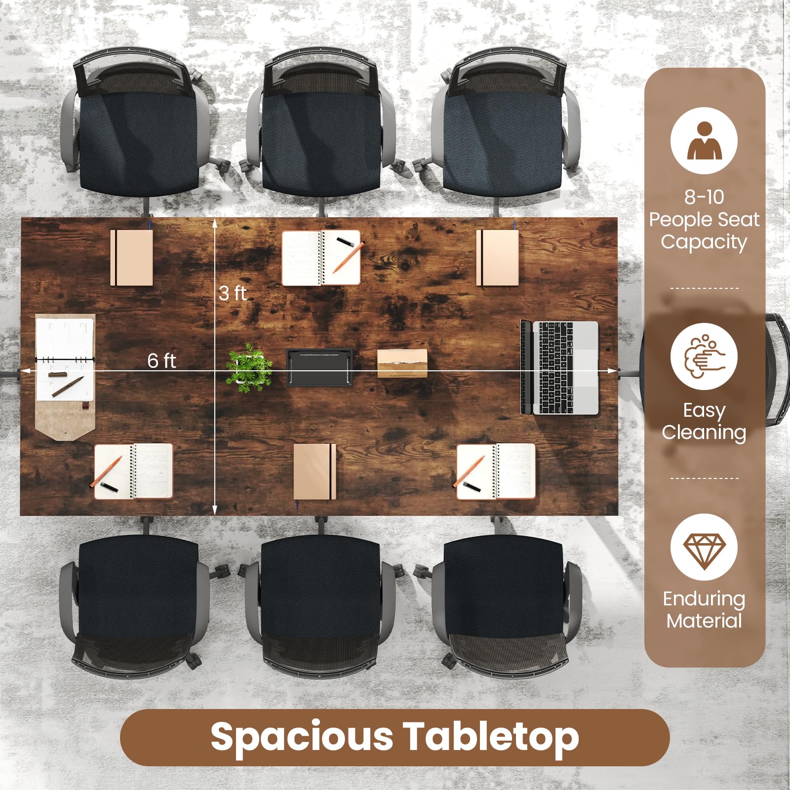 6 FT Conference Table for 8-10 People