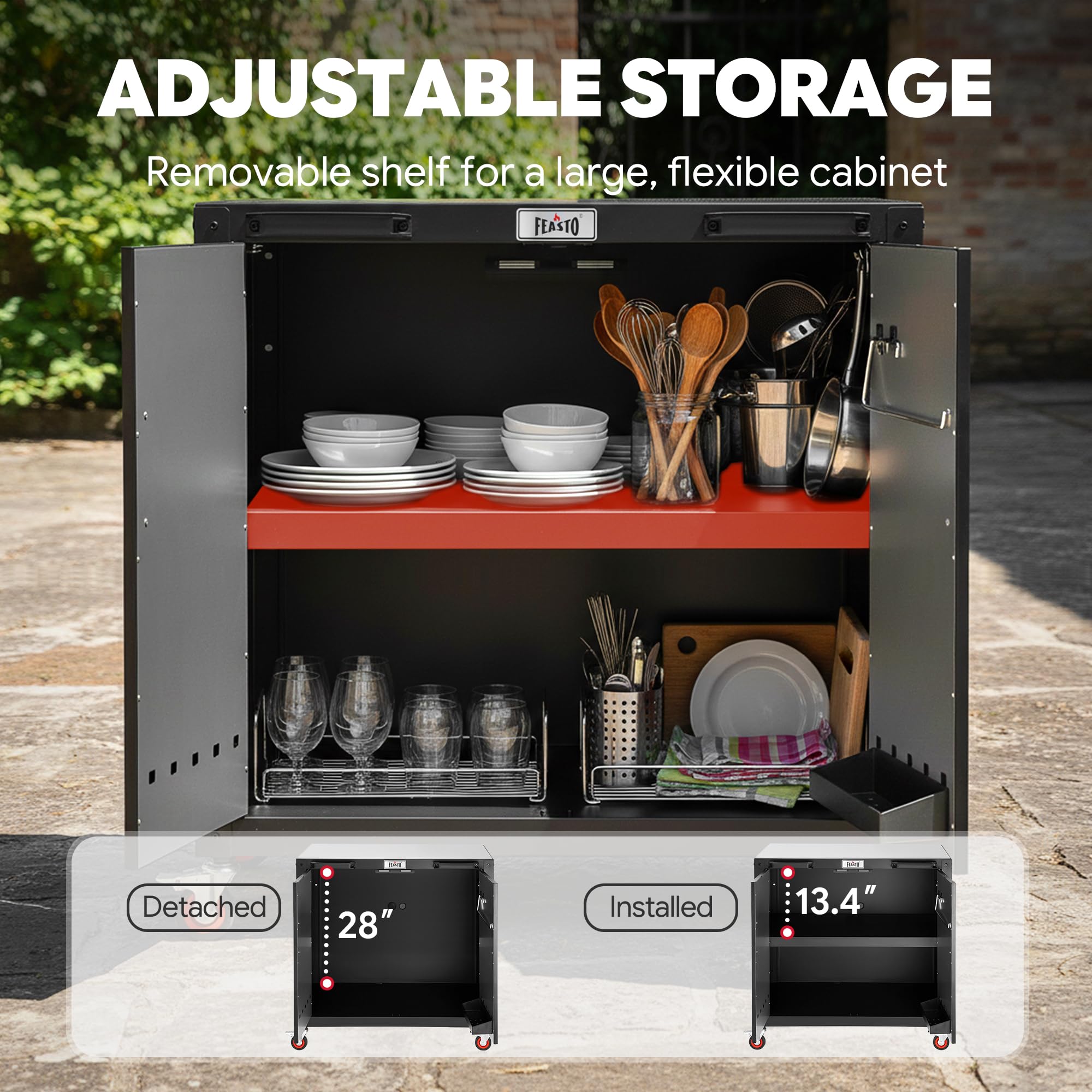 Outdoor Grill Cart with Storage Cabinet and Stainless Steel Top