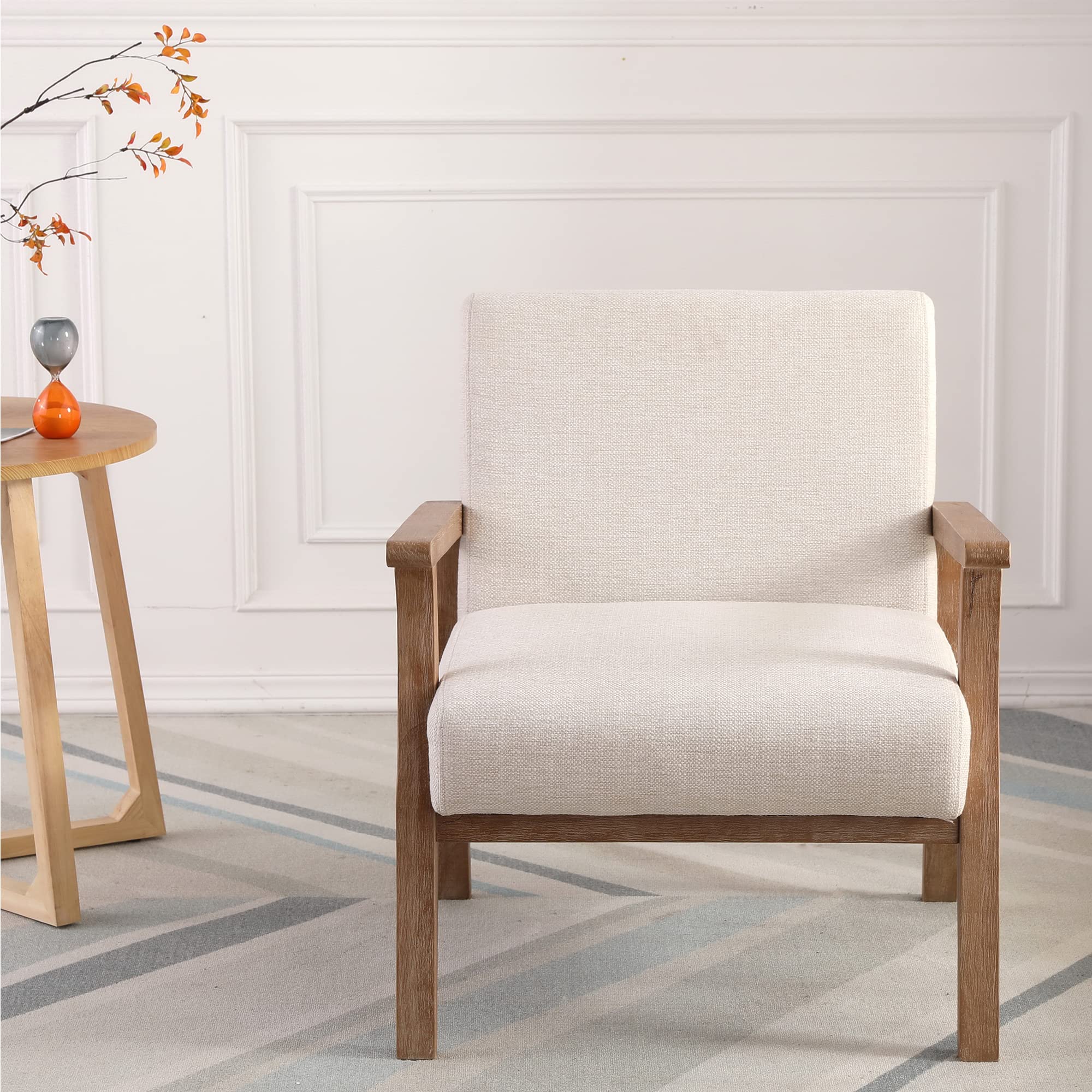 Mid-Century Modern Linen Accent Chair