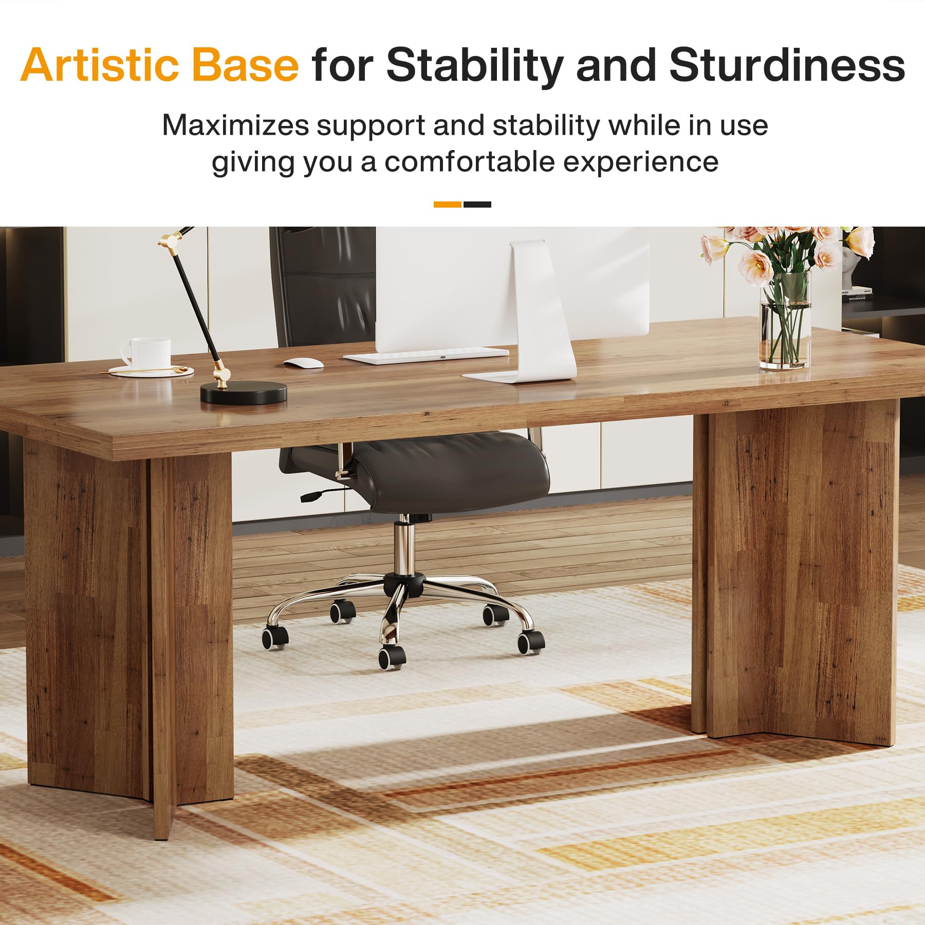 63-Inch Executive Desk with Large Tabletop