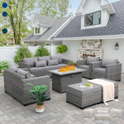 7-Piece Outdoor Patio Set with 60000 BTU Fire Pit Table