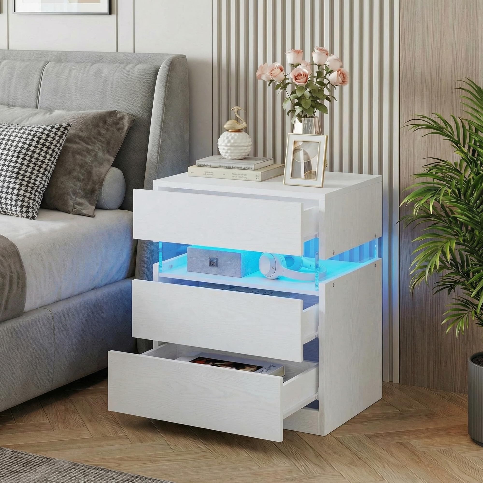 3-Drawer Nightstand with RGB LED Lighting